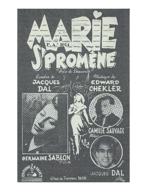 télécharger la partition d'accordéon Marie s' promène (Chant : Germaine Sablon) (Samba Lente) au format PDF