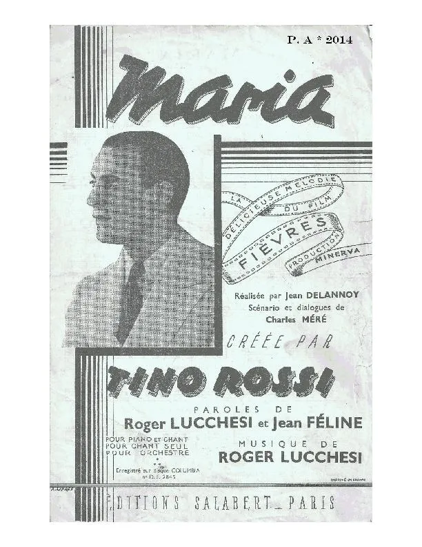 télécharger la partition d'accordéon Maria (Du film : Fièvres) au format PDF