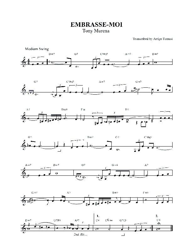 télécharger la partition d'accordéon Embrasse moi (Swing) au format PDF