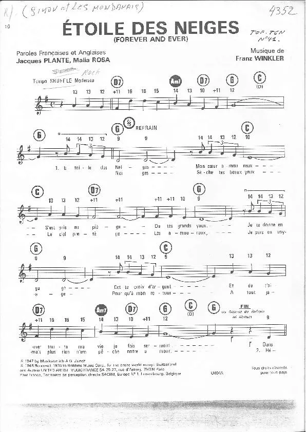 télécharger la partition d'accordéon Etoile des neiges (Forever and Ever) (Version Disco de Simon & les Mondanais) au format PDF