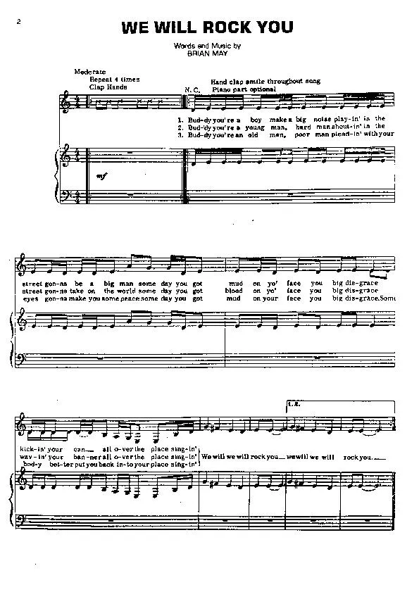 télécharger la partition d'accordéon We Will Rock You au format PDF