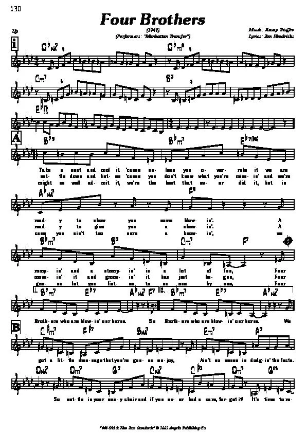 télécharger la partition d'accordéon Four Brothers au format PDF