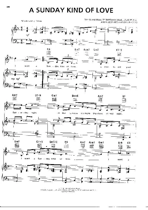 télécharger la partition d'accordéon A sunday kind of love (Slow) au format PDF