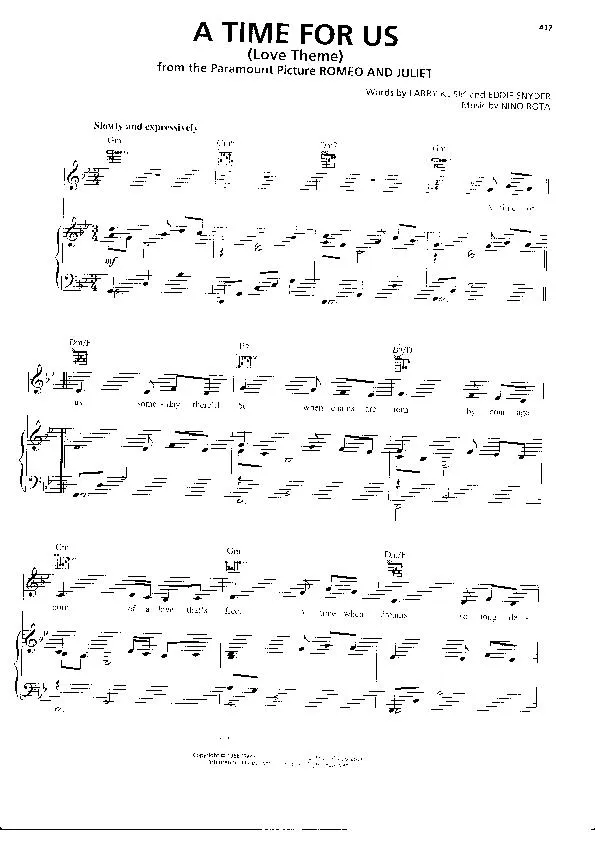 télécharger la partition d'accordéon A Time For Us (Love Theme) (Slow) au format PDF