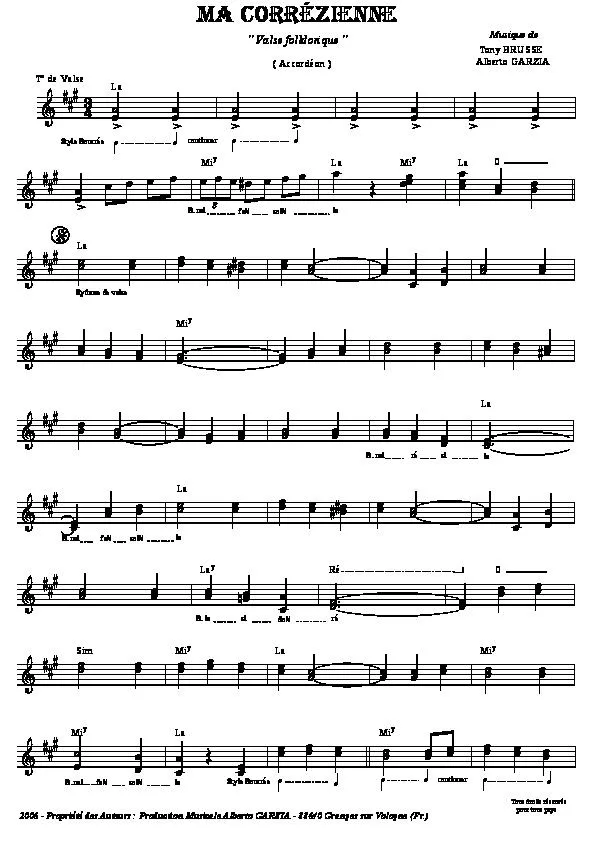 télécharger la partition d'accordéon Ma Corrézienne (Valse Folklorique) au format PDF