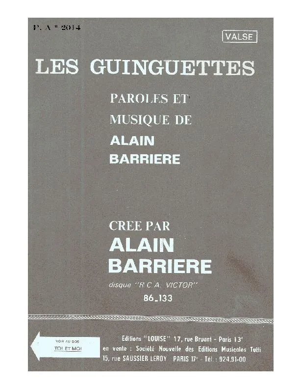 télécharger la partition d'accordéon Les Guinguettes (Orchestration Complète) (Valse Chantée) au format PDF