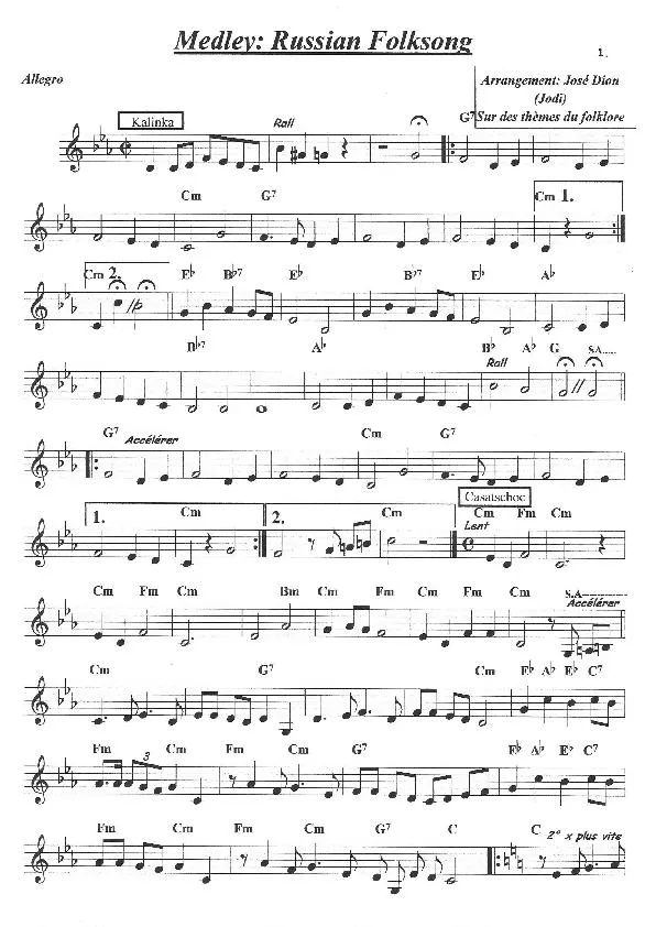 télécharger la partition d'accordéon Medley-Russian Folksong (Arrangement José Dion) (Jodi) au format PDF