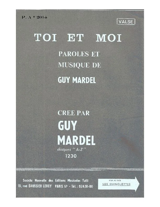 télécharger la partition d'accordéon Toi et Moi (Orchestration Complète) (Valse Chantée) au format PDF