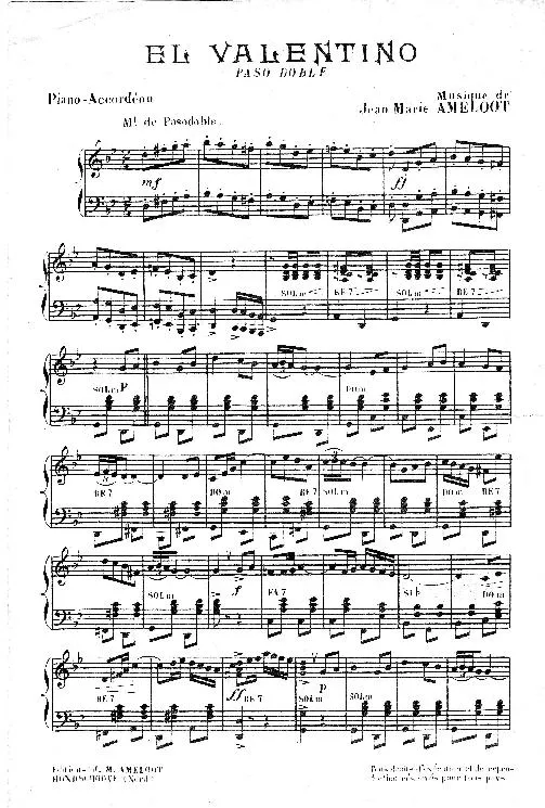 télécharger la partition d'accordéon El Valentino (Paso Doble) au format PDF