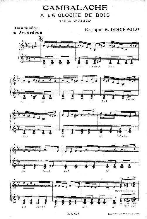 télécharger la partition d'accordéon Cambalache (A la cloche de bois) (Tango Argentin) au format PDF