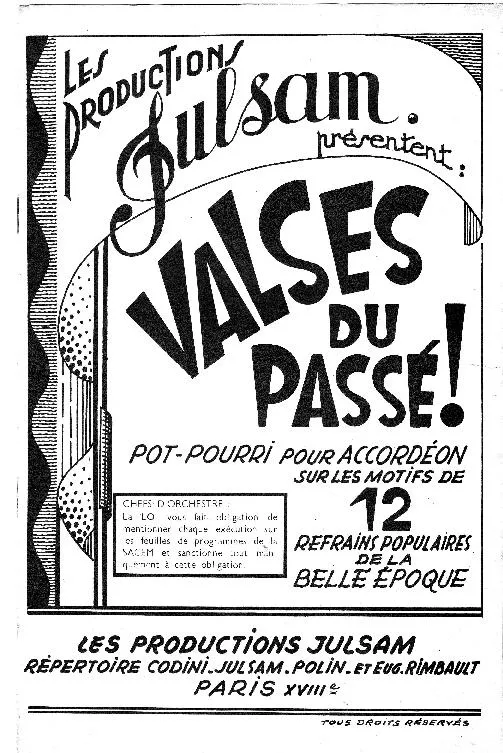 télécharger la partition d'accordéon Valses du passé (Pot Pourri sur les motifs de 12 refrains populaires de la Belle Epoque) au format PDF