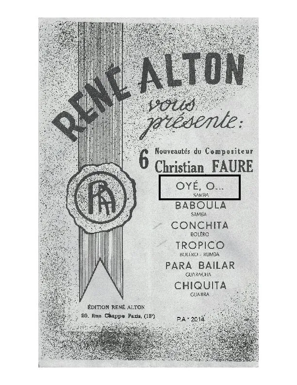 télécharger la partition d'accordéon Oyé O (Orchestration Complète) (Samba) au format PDF
