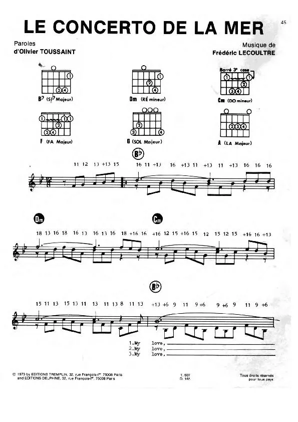 télécharger la partition d'accordéon Le concerto de la mer (Interprété par : Jean-Claude Borelly) au format PDF