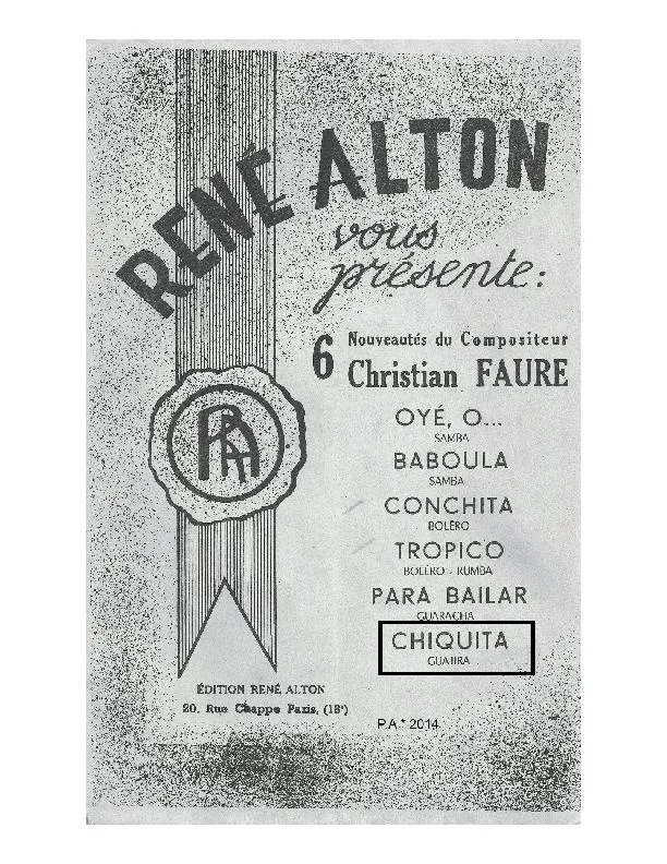 télécharger la partition d'accordéon Chiquita (Orchestration Complète) (Rumba) au format PDF