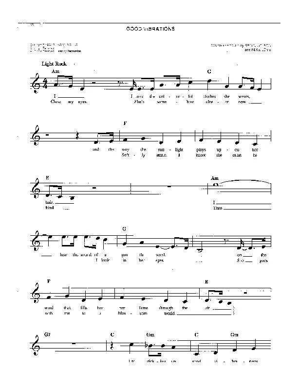 télécharger la partition d'accordéon Good vibrations (Rock) au format PDF