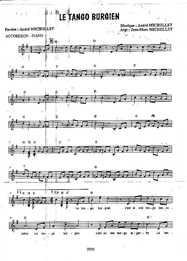télécharger la partition d'accordéon Le tango Burgien (Arrangement Jean-Marc Michollet) au format PDF