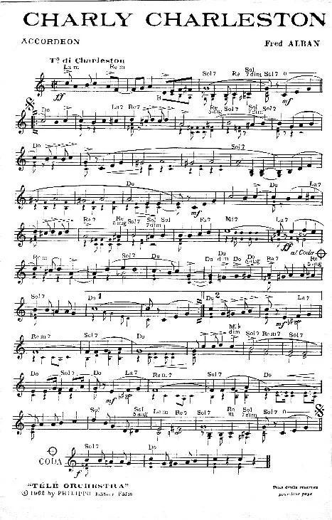 télécharger la partition d'accordéon Charly Charleston au format PDF