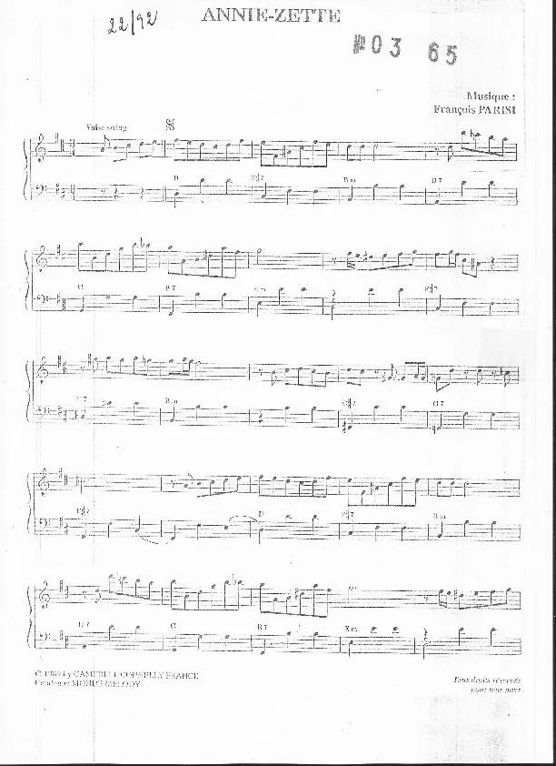 télécharger la partition d'accordéon Annie Zette (Valse Swing) au format PDF