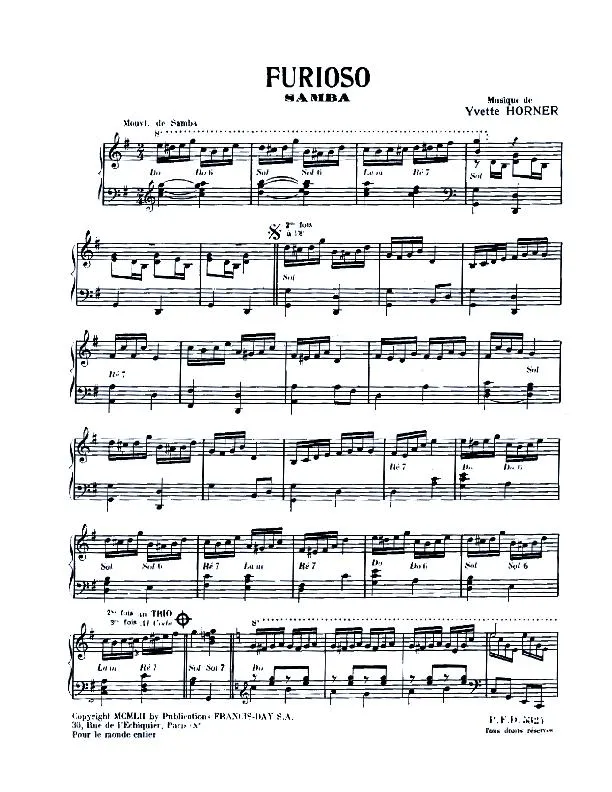 télécharger la partition d'accordéon Furioso (Samba) au format PDF