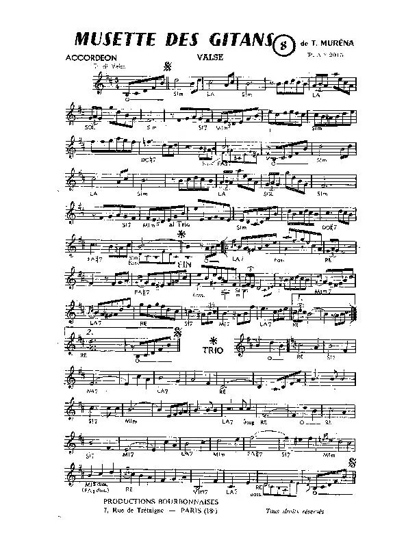télécharger la partition d'accordéon Musette des Gitans (Valse) au format PDF