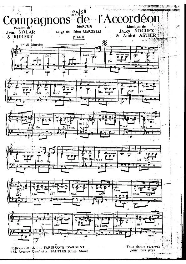 télécharger la partition d'accordéon Compagnons de l'Accordéon (Arrangement Dino Margelli) (Marche) au format PDF