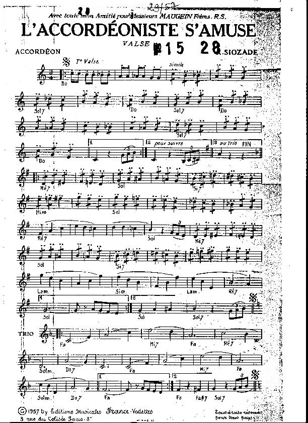 télécharger la partition d'accordéon L'Accordéoniste s'amuse au format PDF