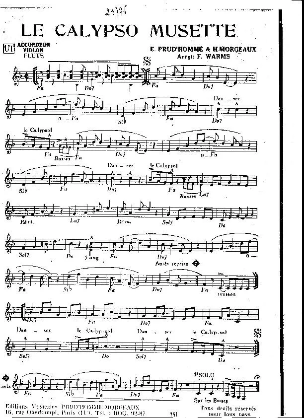 télécharger la partition d'accordéon Le Calypso Musette (Arrangement Fernand Warms) au format PDF