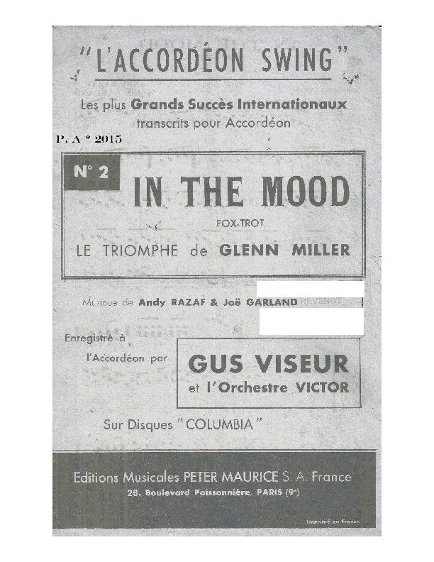 télécharger la partition d'accordéon In the mood (Glenn Miller) (Fox Trot) au format PDF
