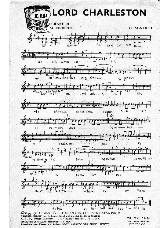 télécharger la partition d'accordéon Lord Charleston au format PDF