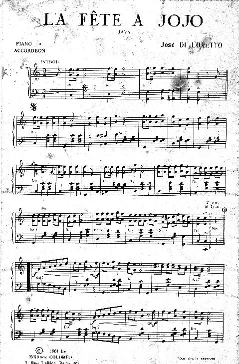 télécharger la partition d'accordéon La fête à Jojo (Java) au format PDF