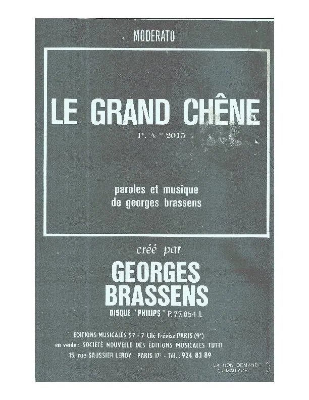 télécharger la partition d'accordéon Le grand chêne au format PDF