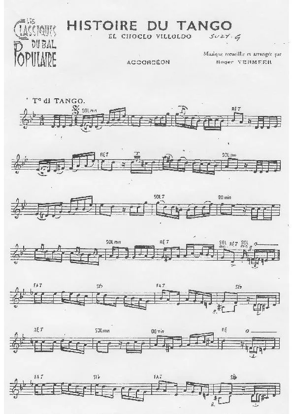 télécharger la partition d'accordéon Histoire du tango (El choclo Villoldo) au format PDF