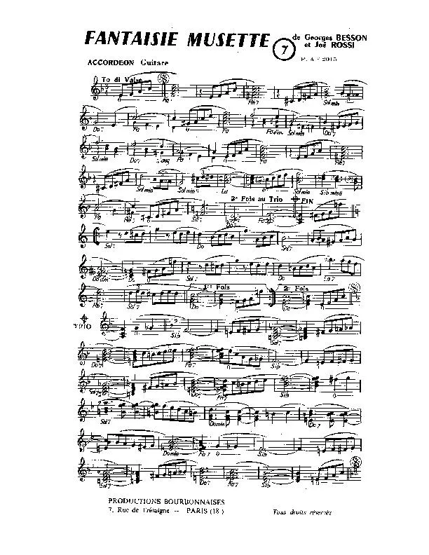 télécharger la partition d'accordéon Fantaisie Musette (Valse) au format PDF