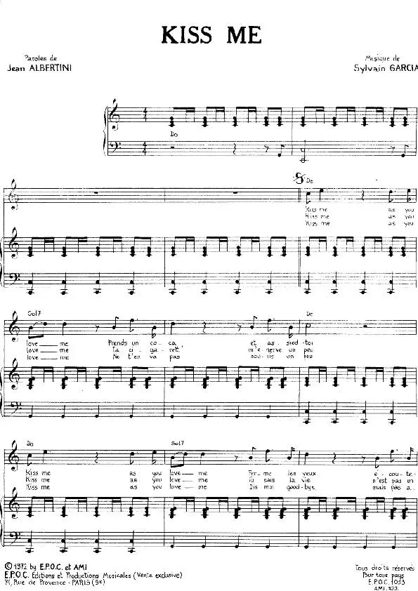 télécharger la partition d'accordéon Kiss Me (Chant : C Jérôme) au format PDF