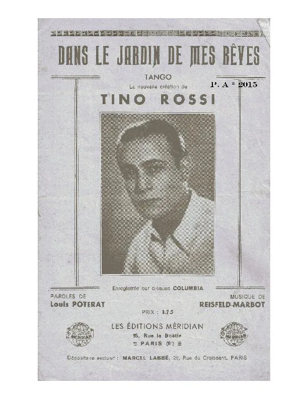 télécharger la partition d'accordéon Dans le jardin de mes rêves (Tango Chanté) au format PDF