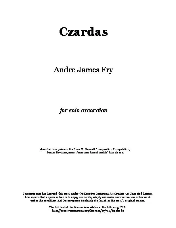télécharger la partition d'accordéon Czardas au format PDF