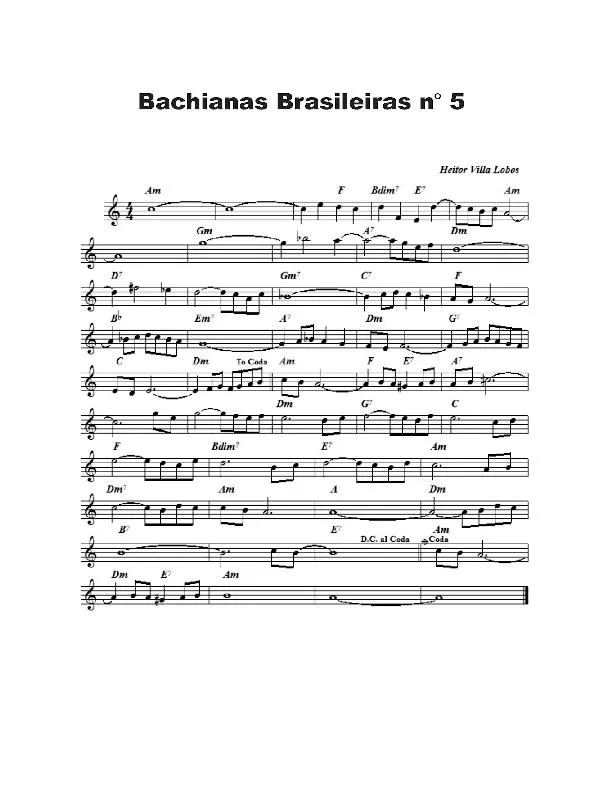 télécharger la partition d'accordéon Bachianas Brasileiras n°5 au format PDF
