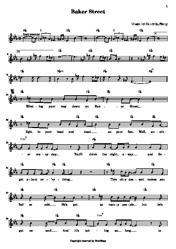 télécharger la partition d'accordéon Baker Street au format PDF