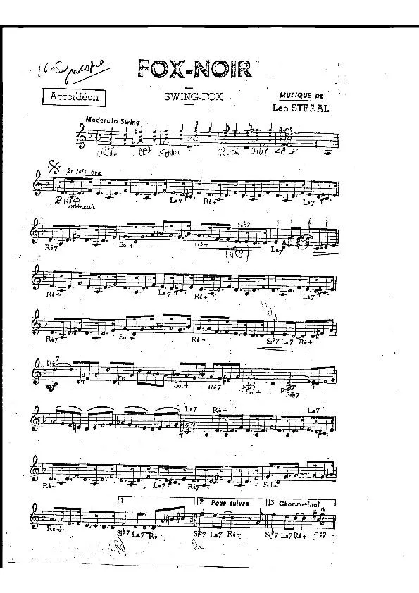 télécharger la partition d'accordéon Fox Noir (Swing Fox) au format PDF
