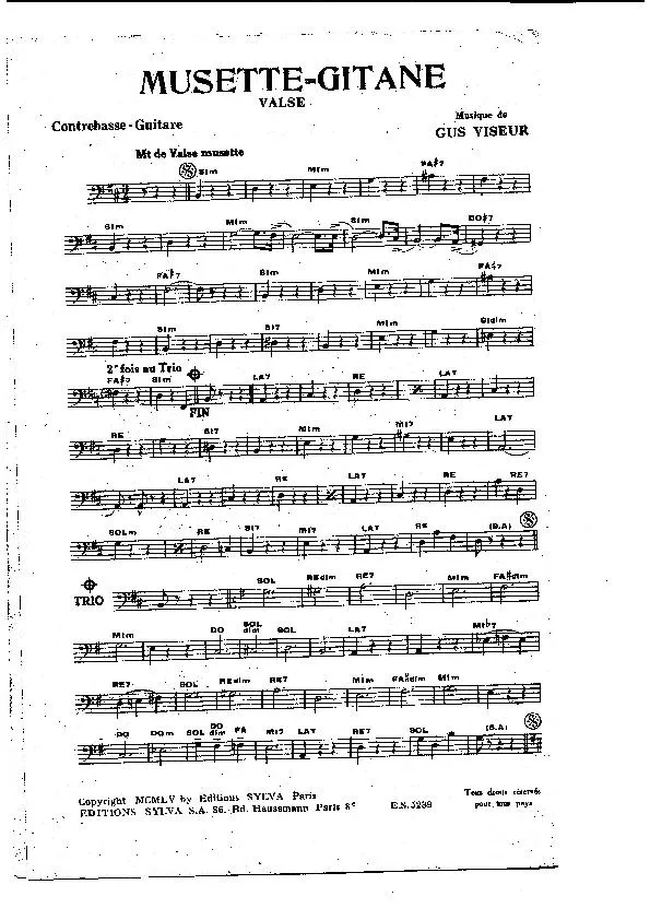 télécharger la partition d'accordéon Musette Gitane (Orchestration Complète) (Valse) au format PDF