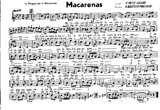 télécharger la partition d'accordéon Macarenas (La Virgen de la Macarena) (Paso Doble) au format PDF