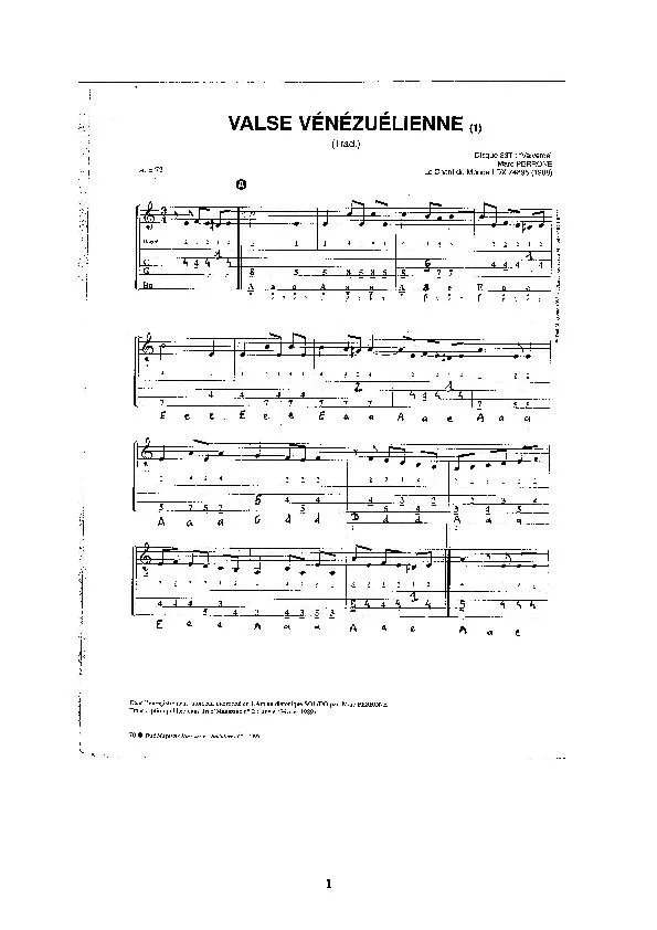 télécharger la partition d'accordéon Valse Vénézuélienne (Accordéon Diatonique) au format PDF