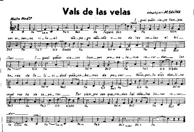 télécharger la partition d'accordéon Vals de las velas (Valse) au format PDF