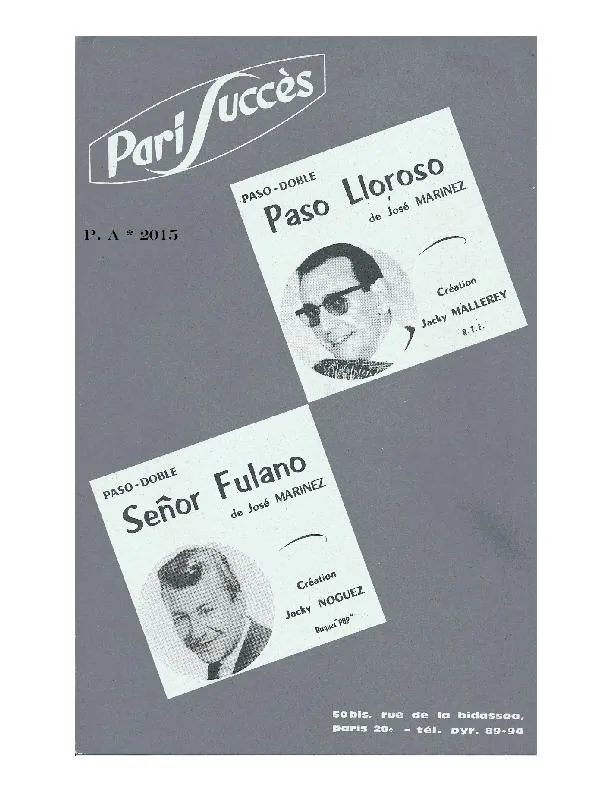 télécharger la partition d'accordéon Señor Fulano (Création : Jacky Noguez) (Orchestration Complète) (Paso Doble) au format PDF