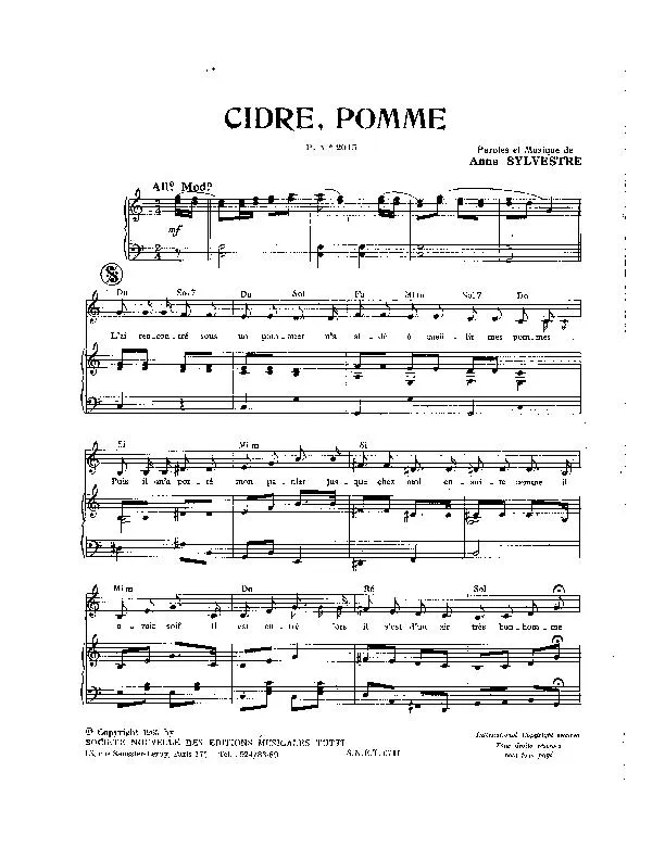 télécharger la partition d'accordéon Cidre Pomme au format PDF
