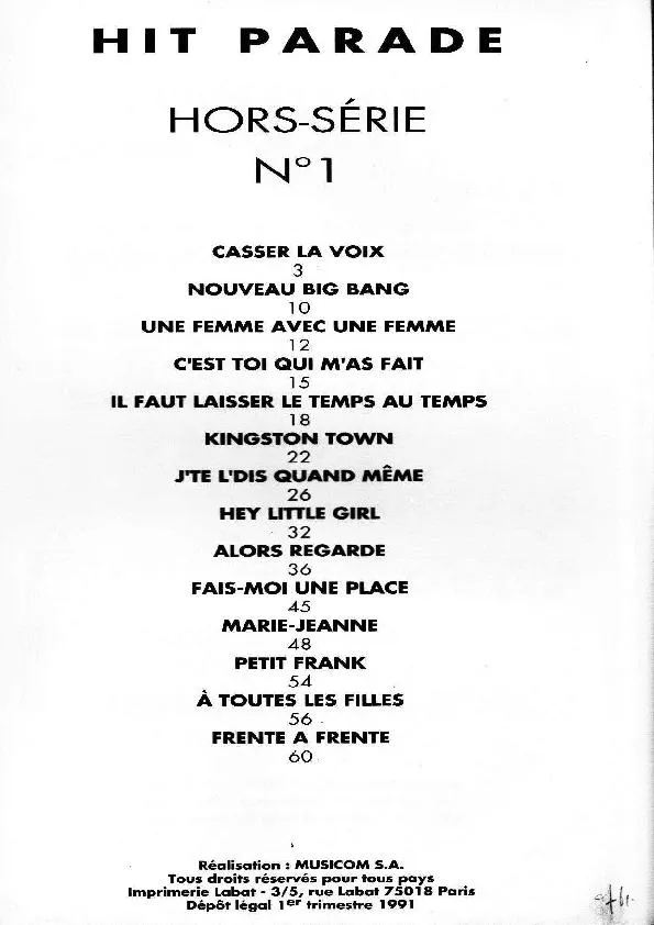 télécharger la partition d'accordéon Hit Parade Hors Série n°1 (14 Titres) au format PDF