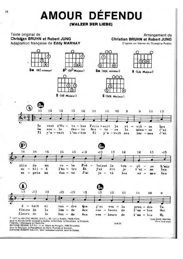 télécharger la partition d'accordéon Amour défendu (Walzer der Liebe) (Valse) au format PDF