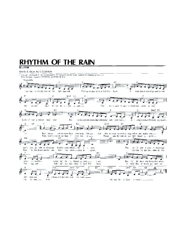 télécharger la partition d'accordéon Rythm of the rain au format PDF