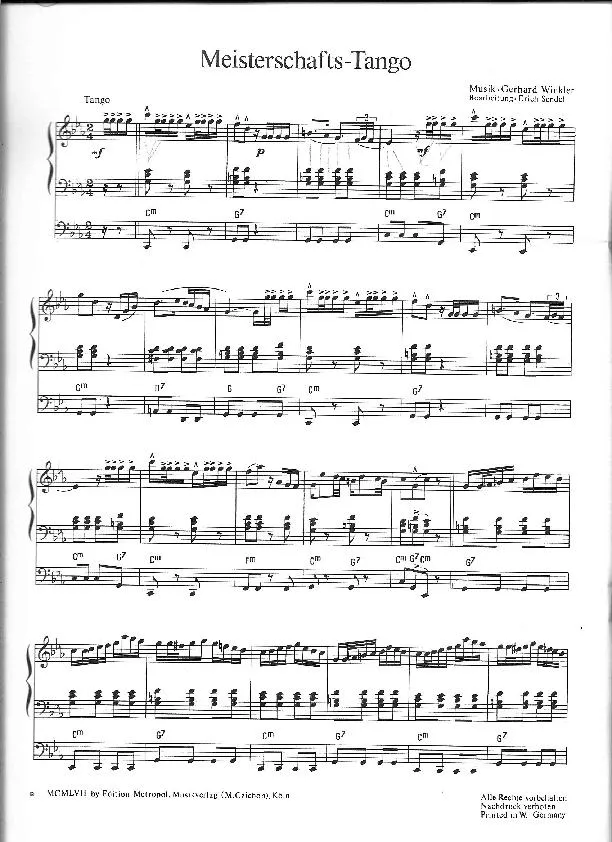 télécharger la partition d'accordéon Meisterschafts Tango (Arrangement Erich Sendel) au format PDF