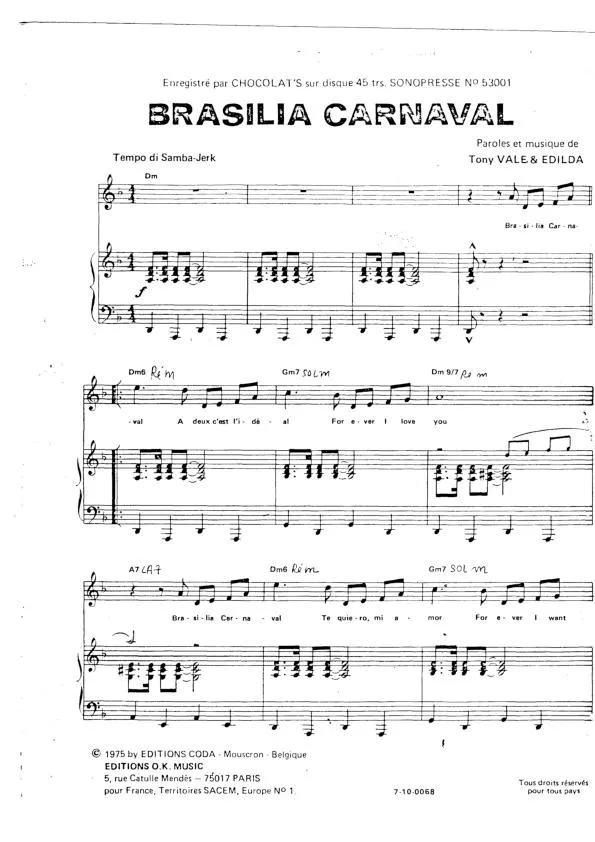 télécharger la partition d'accordéon Brasilia Carnaval (Samba Jerk) au format PDF